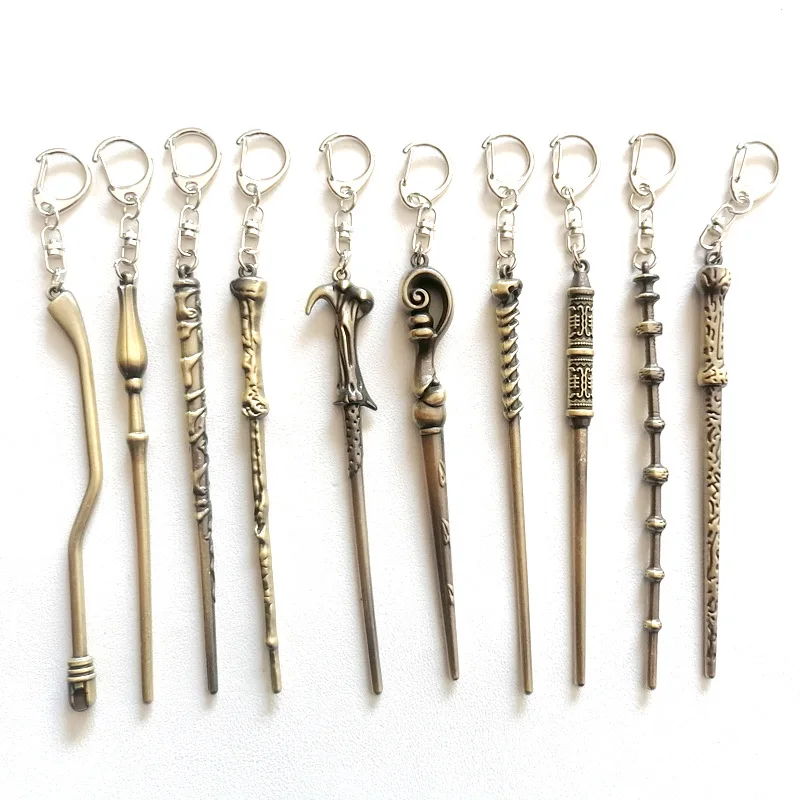 

Hot Magic College Wand Key Chain Cosplay Badge Cartoon Cute Metal Magic Stick Jewelry Pendant