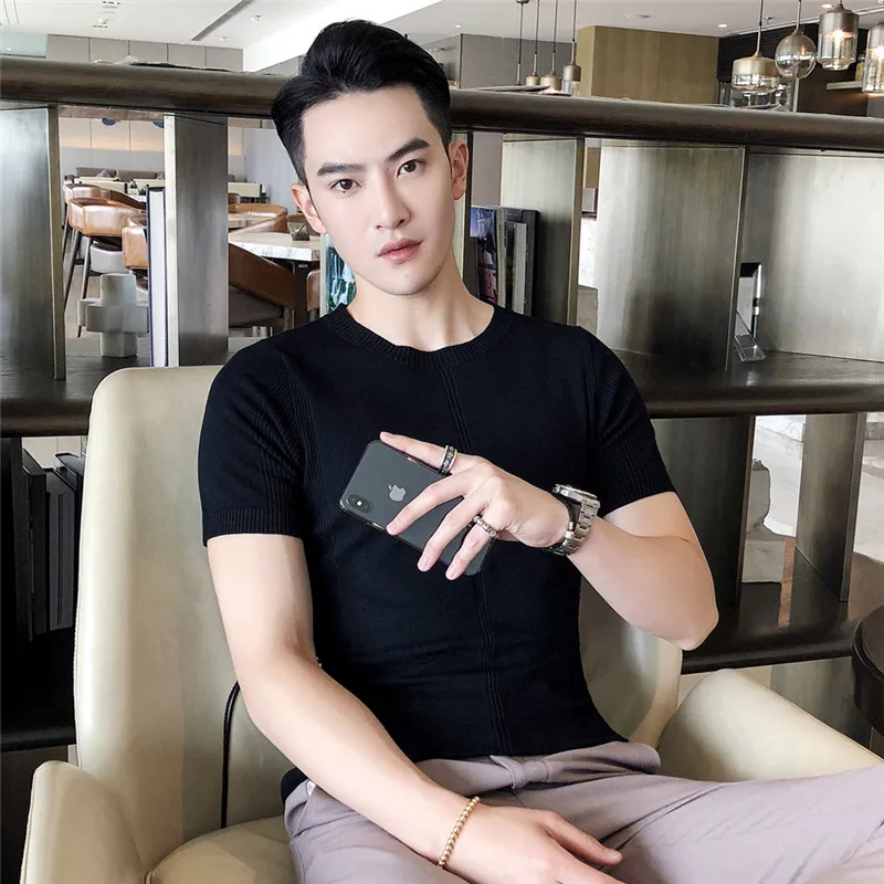 

7205-Men's short-sleeved t-shirt lapel summer half-sleeved men's T-shirt