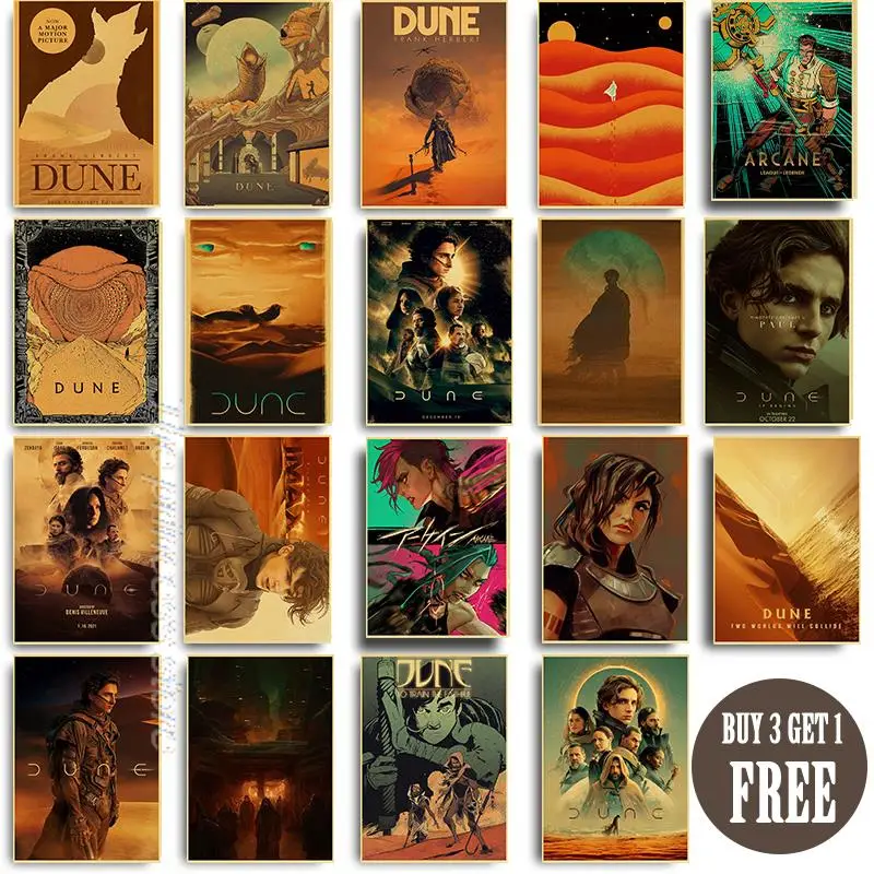 

Dune 2021 Movie Posters Timothee Chalamet Retro Kraft Paper Sticker Vintage Room Home Bar Cafe Decor Aesthetic Art Wall Painting