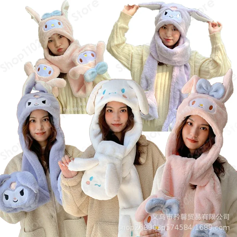 

Cinnamorolls Kuromis My Melodys Hat Cinnamorolls Kuromis My Melodys Hat Ears Will Move Scarf One Warm Bib Hooded Woman Gift