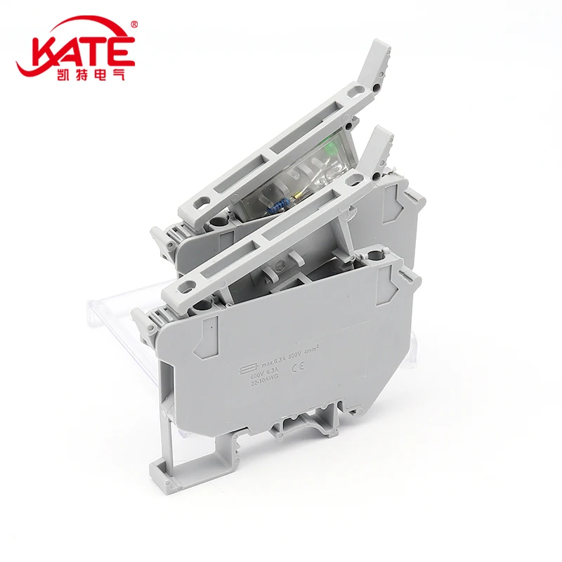 

10PCS UK5-HESI Rail Type DIN Rail Fuse Terminal Block With LED Fuse Terminal Block Screw Type Connector Wire Conductor UK5HESI