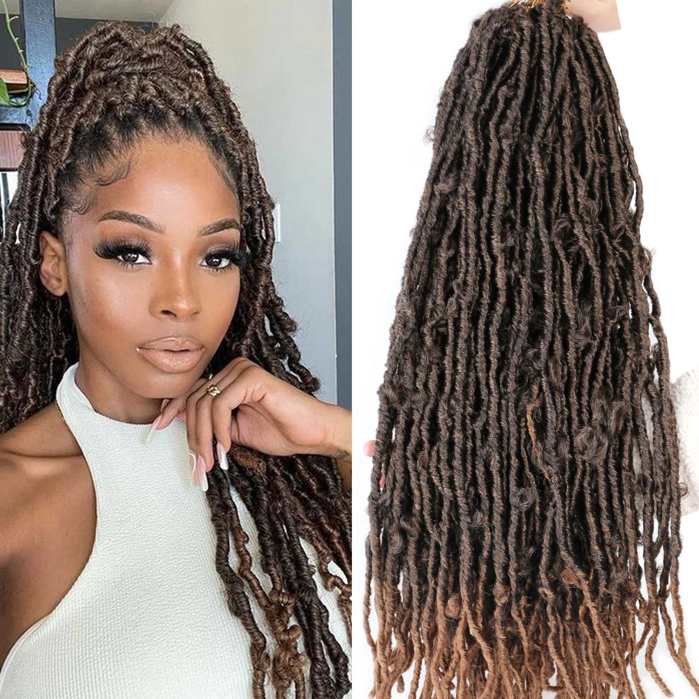 

Dairess Synthetic Butterfly Locs Crochet Hair Pre looped Faux Locs Crochet Braids Pre-twisted Hair for Black Women