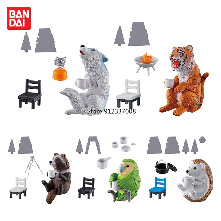 

Bandai Gashapon Figurine Genuine Capsule Toy Gacha Animal Camping Mini Picnic Scene Action Figure Table Decoration