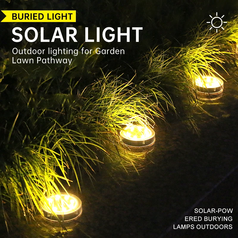 

4pcs LED Solar Powered Ground Light Waterproof Outdoor Garden Pathway Deck Lights 8 LEDs Buried Lawn Lamp For Home Yard Patio