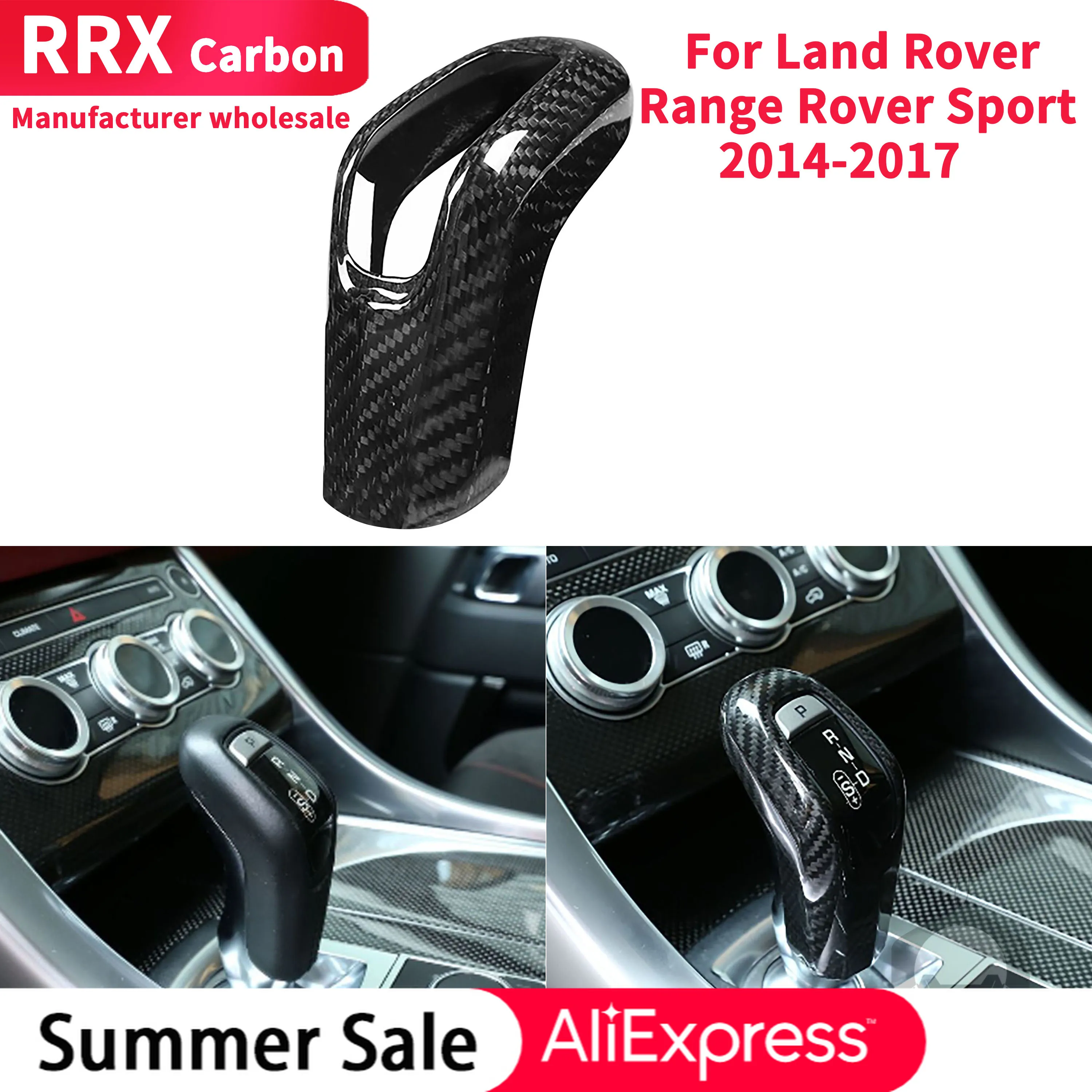 

1PCS Gear Handle Knob Cover Trim Stickers For Land Rover Range Rover Sport 2014-2017 Real Carbon Fiber Decorative Accessories