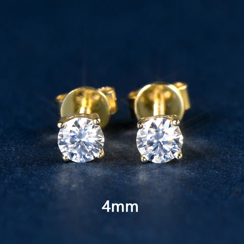 Lnngy 4 мм 0.3ct серьги с муассанитом сертифицированные 10K твердые золотые винты назад серьги-гвоздики для женщин мужчин сверкающие ежедневные ювелирные изделия подарок