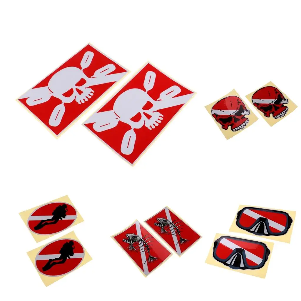 Большая светоотражающая наклейка для дайвера скелета рыбы подводного плавания