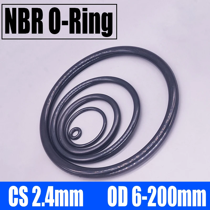 

10/30PCS NBR O Ring Seal Gasket CS 2.4mm OD 6-200mm Nitrile Butadiene Rubber Spacer Oil Resistance Washer Round Shape Black