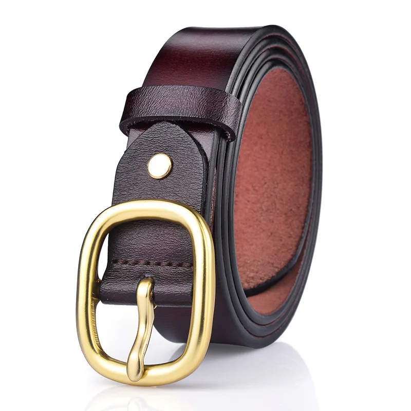 Women's new leather belt for women pure cow leather simple versatile female belt gothic luxury brand