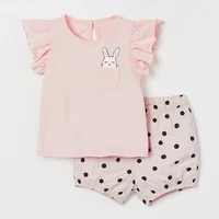 european and american childrens clothing summer new girls suits knitted cotton childrens suits