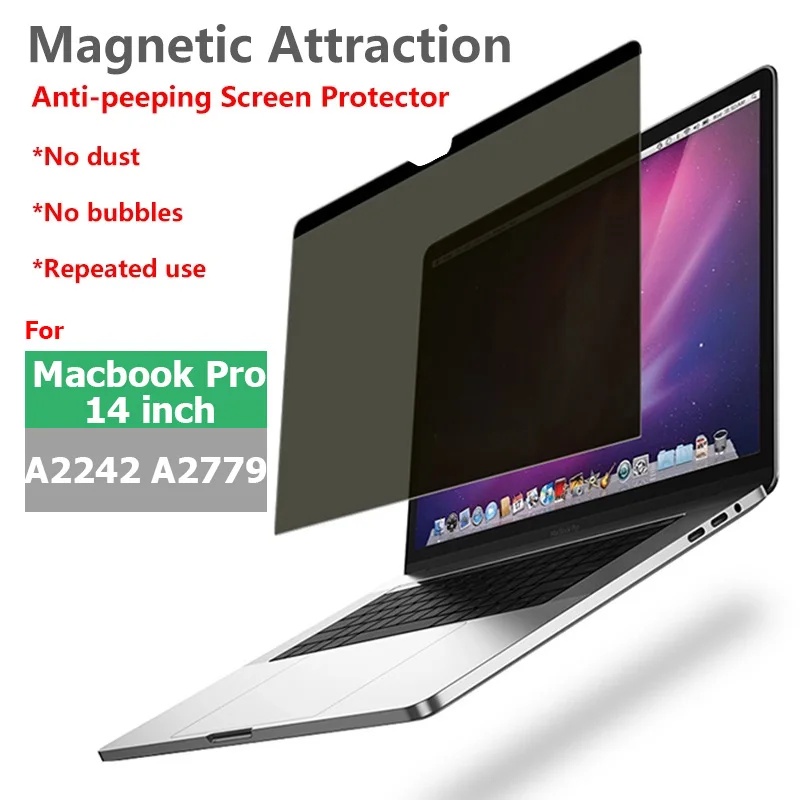 privacy Screen protector Magnetic attraction Anti Scratch Laptop Skin for 2021 2023 Macbook pro 14.2 inch M1 M2 A2442 A2779