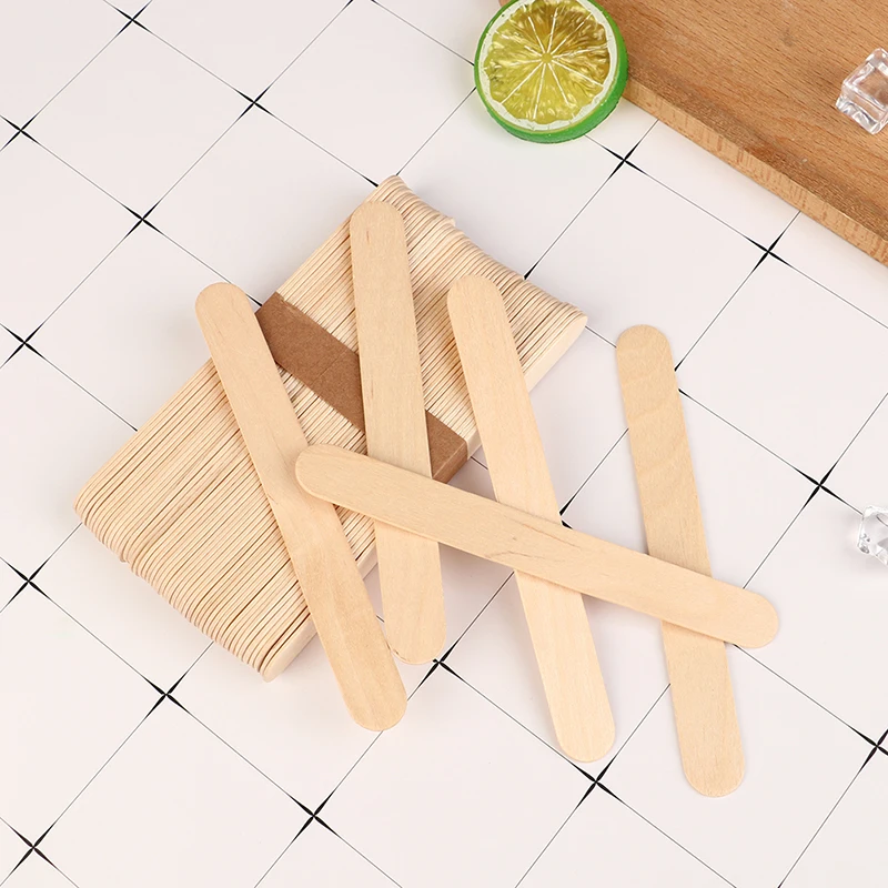 

100Pcs/Box Primary Color Ice Cream Stick Wooden Sticks Skin Care Stirrer Toiletry Wood Tongue Depressor Spatula Waxing Sticks