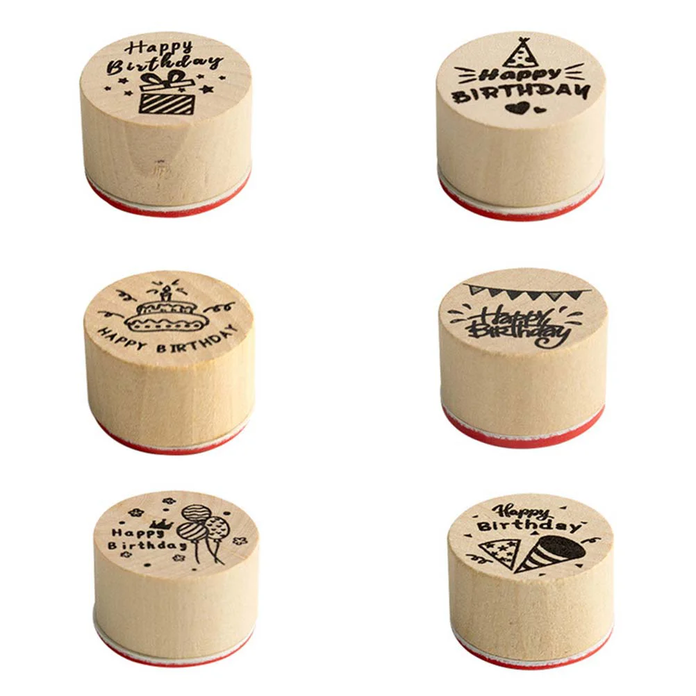 

Stamp Birthday Wooden Wood Rubber Diy Kids Scrapbook Diary Scrapbooking Seal Decorative Gift Vintage Stamper Craft Making