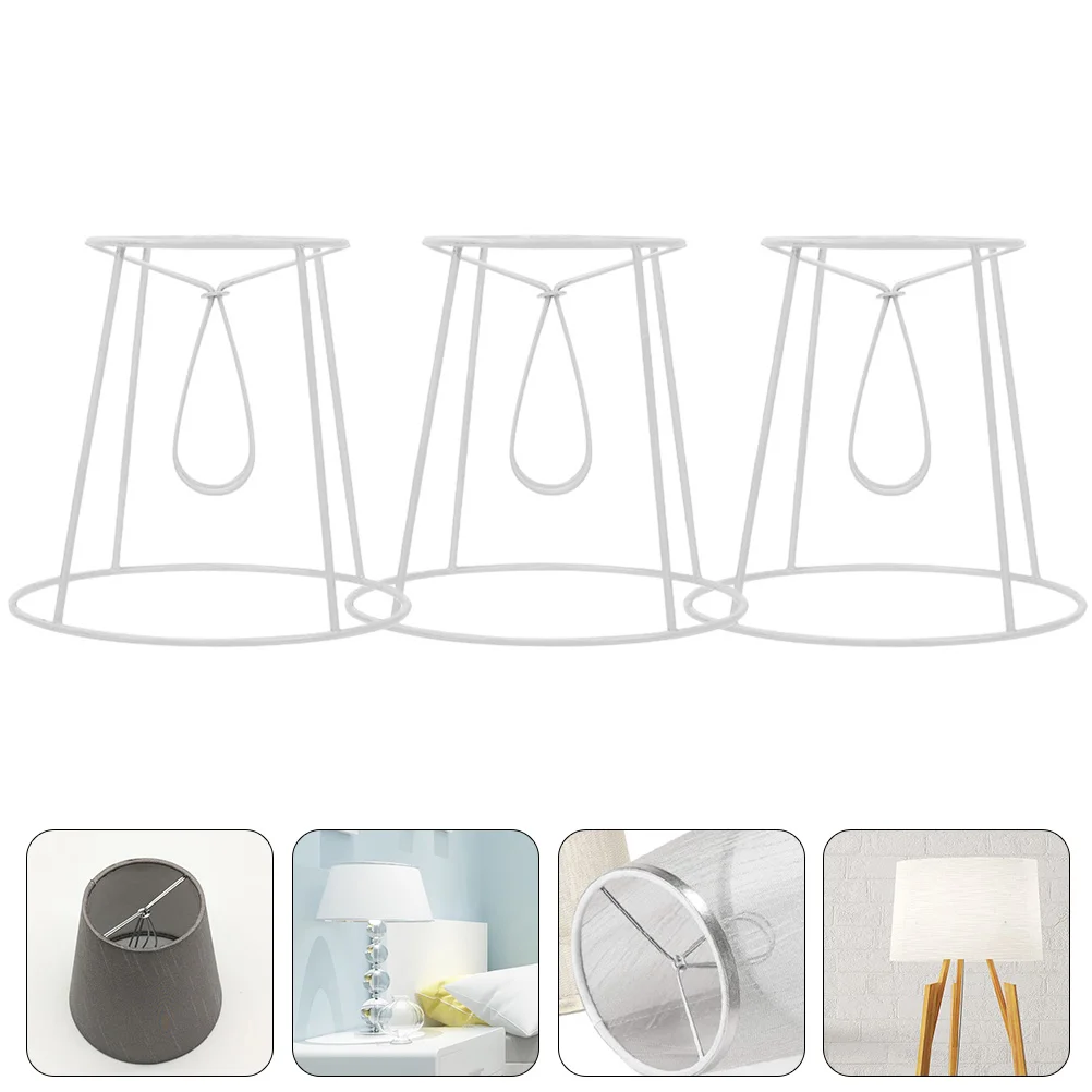

3 Pcs Lampshades Floor Holder DIY Frame Table Light Cover Racks 9x9cm Iron Holders White