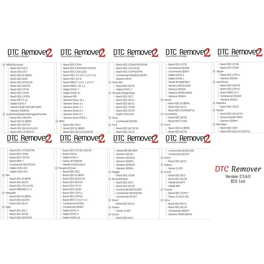 V2.5.6 DTCRemover 2 DTC Remover DTCs в различных ECUs ECU progamглушитель