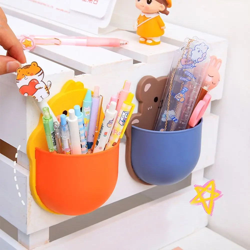 

1Pcs Home School Stationery Students Makeup Brush Wall Mount Storage Box Desktop Organizer Wall Mount Pen Pencil Holder