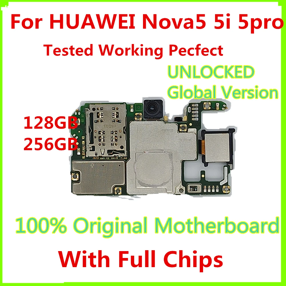 Оригинальная Рабочая хорошо разблокированная материнская плата Huawei NOVA5 5i 5Pro 128 ГБ