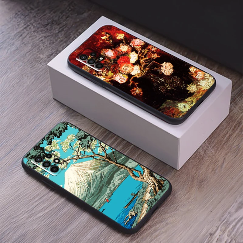 

Vintage Landscape Oil Painting Phone Case For Samsung Galaxy S10 Lite S10E S10 5G S10 S9 S8 Plus Black Funda Back