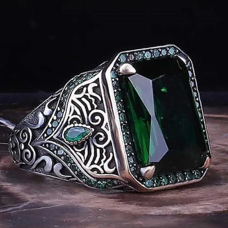 

Инкрустированное цирконием мужское роскошное кольцо в этническом стиле ретро властительный драгоценный камень сапфировое кольцо для посещения банквечерние вечеринки