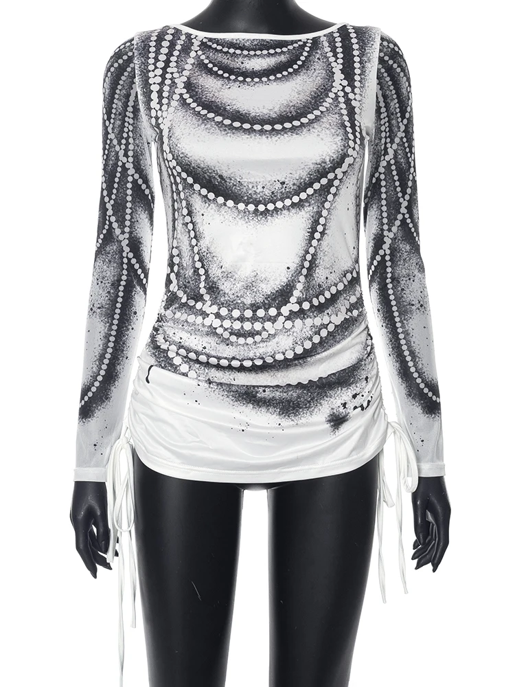 Женская футболка с принтом Bolopi длинным рукавом и графическим одежда Y2K 2023