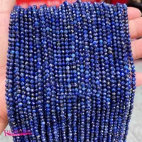 natural lapis lazuli stone loose beads high quality 2mm 3mm 4mm faceted round diy gem jewelry making accessories 38cm a4441