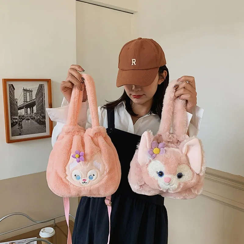

Disney Lina Bell Plush Bag 2022 New Cartoon Pink Fox Messenger Bag Cute Children's Travel Simple Fashion Plush Satchel Kids Gift