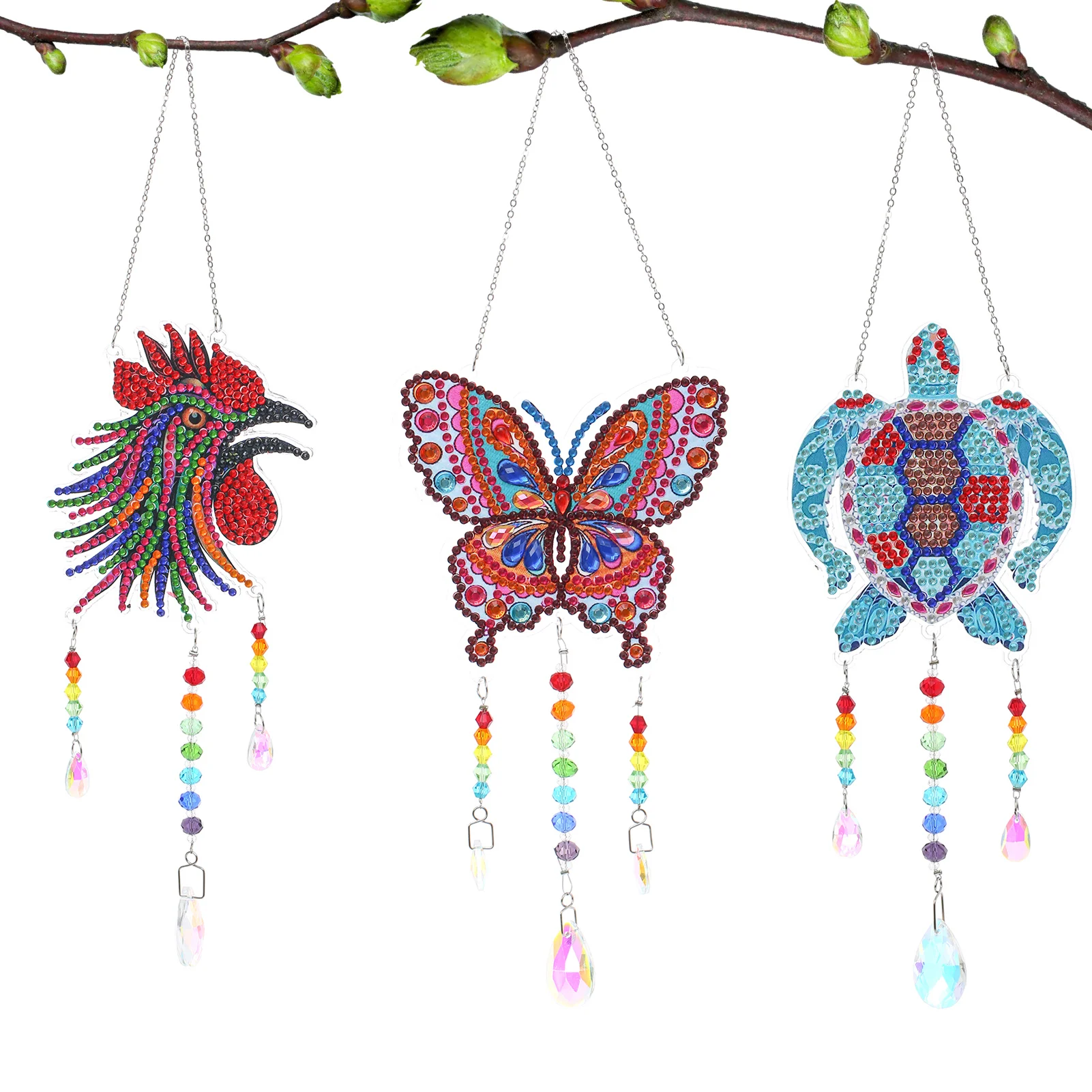 

3 Pieces Wind Chime Ornament For Home Garden Adults Kids Butterfly Rooster Turtle Shape
