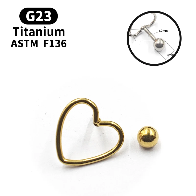 Серьги-гвоздики из титана в форме сердца маленькие серьги с шариками для женщин и