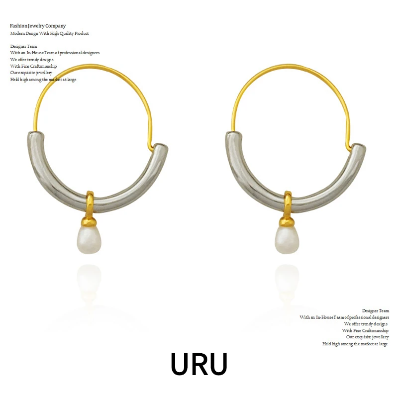 

Modern Jewelry Elegant Temperament Metal Earrings For Women 2023 Trend New Simply Design Natural pearl Ear Accessories