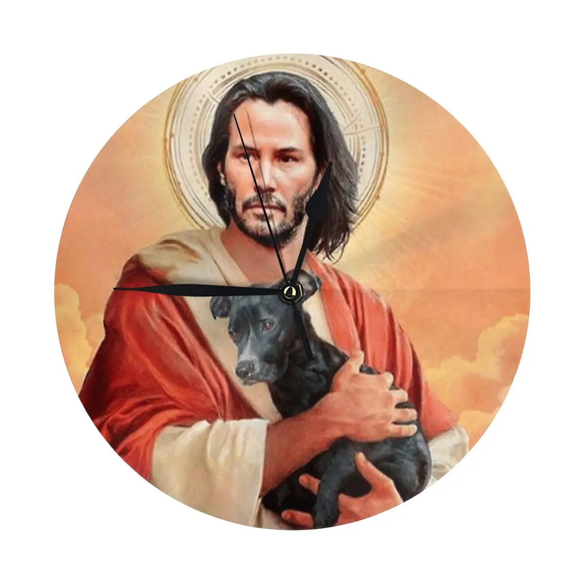 Keanu Христос W Собака настенные часы декор комнаты должны иметь орнамент круглый