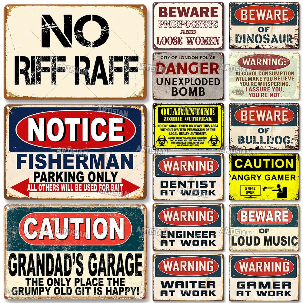 

Weathered Notice Metal Poster Vintage Metal Tin Sign Warning Wall Decor Retro Beware Metal Signs Home Cafe Club Decorative Plate