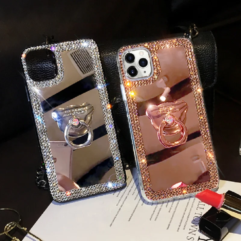 

Luxury Glitter Diamond 3D Bear Ring Holder Phone Case For iPhone 14 13 12 11 Pro X XS MAX XR 7 8 Plus SE2020 Bling Crystal Cover