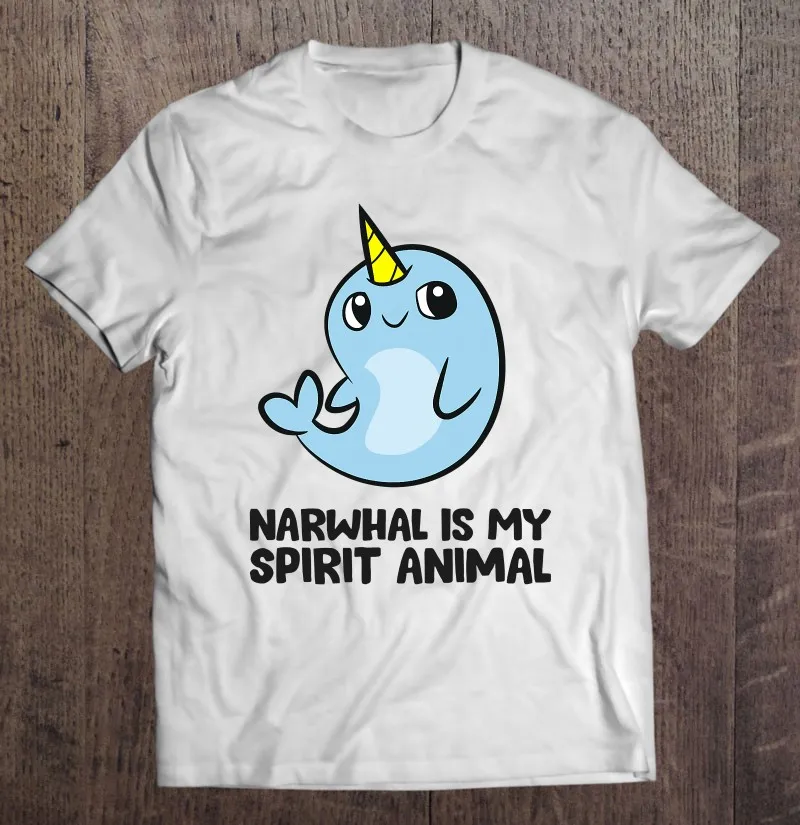 

Футболка мужская оверсайз с надписью «Narwhal Is My Spirit»