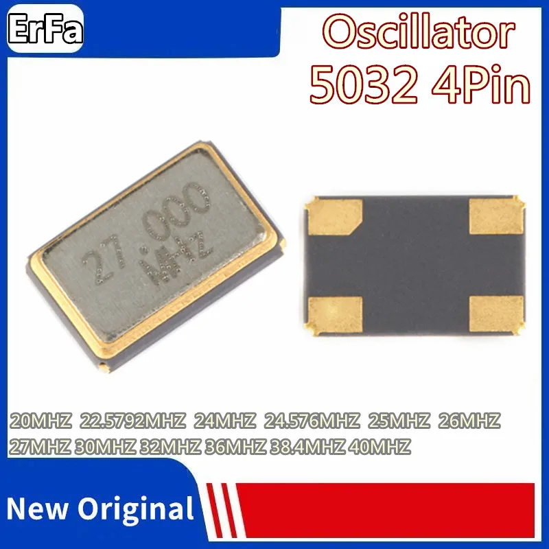 5 шт. 5032 SMD активный генератор, 4-контактный 20 МГц 22,5792 МГц 24 МГц 24,576 МГц 25 МГц 40 МГц 26 м 27 МГц 27 МГц 30 МГц 32 МГц 36 МГц 38,4 МГц