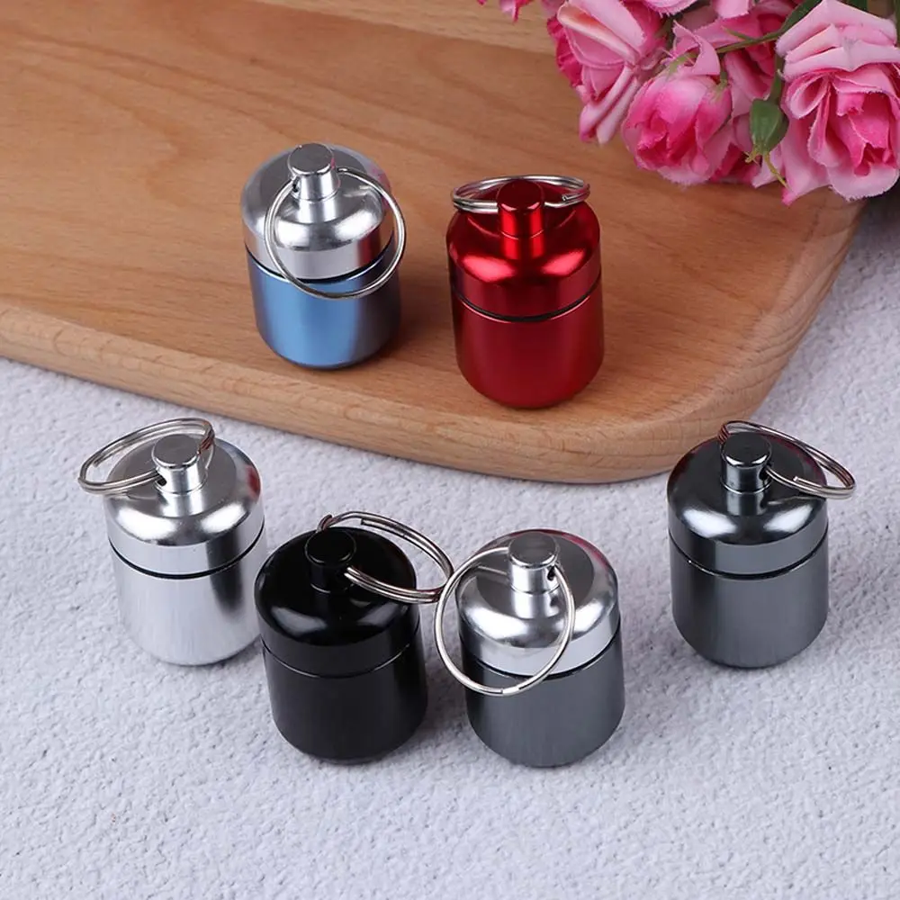 

Mini Waterproof Alloy Pill Box Case Bottle Cache Drug Holder Container Keychain Medicine Box Health Care For Travel