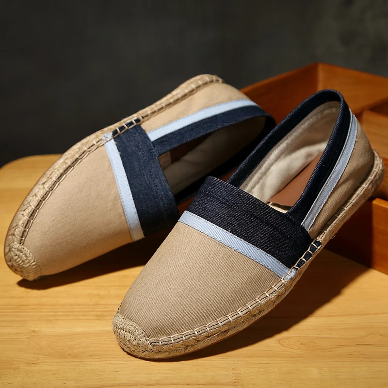 

Espadrilles for Men 2023 Summer New Linen Men's Casual Shoes Handmade Weaving Fisherman Shoes Fashion Flats Plus Size