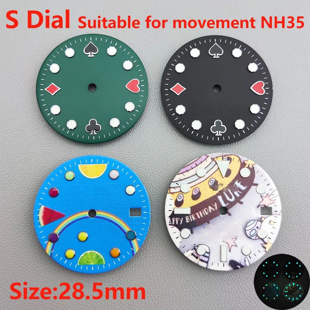 

28.5mm NH35 Dial Seiko Watch Dial C3 Super Luminous Fit NH35 Movement Modified Watch Accessories Literally Abalone Seiko