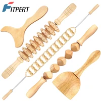 5pcsset wood therapy massage tools wooden gua sha tools anti cellulite massage roller tool handheld cellulite blasters massager