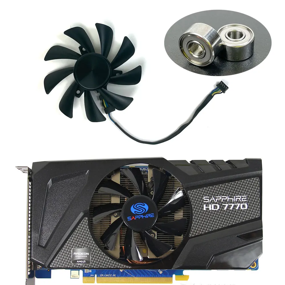 Новинка 85 мм FD9015U12D FY09015H12LPA 4-контактный Вентилятор охлаждения с двумя шарикоподшипниками для Sapphire HD7770 1G GDDR5 пластиковый вентилятор охлаждения графической карты