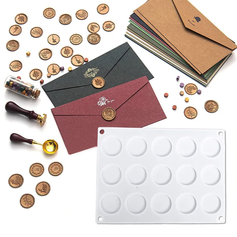 

Silicone Pad/Wax Stamp Pad 15 Pore Wax Seal Stamp Mold Silicone Mold Wax Sealing Mat Auxiliary Tools Adhesive Waxing Resin Mould