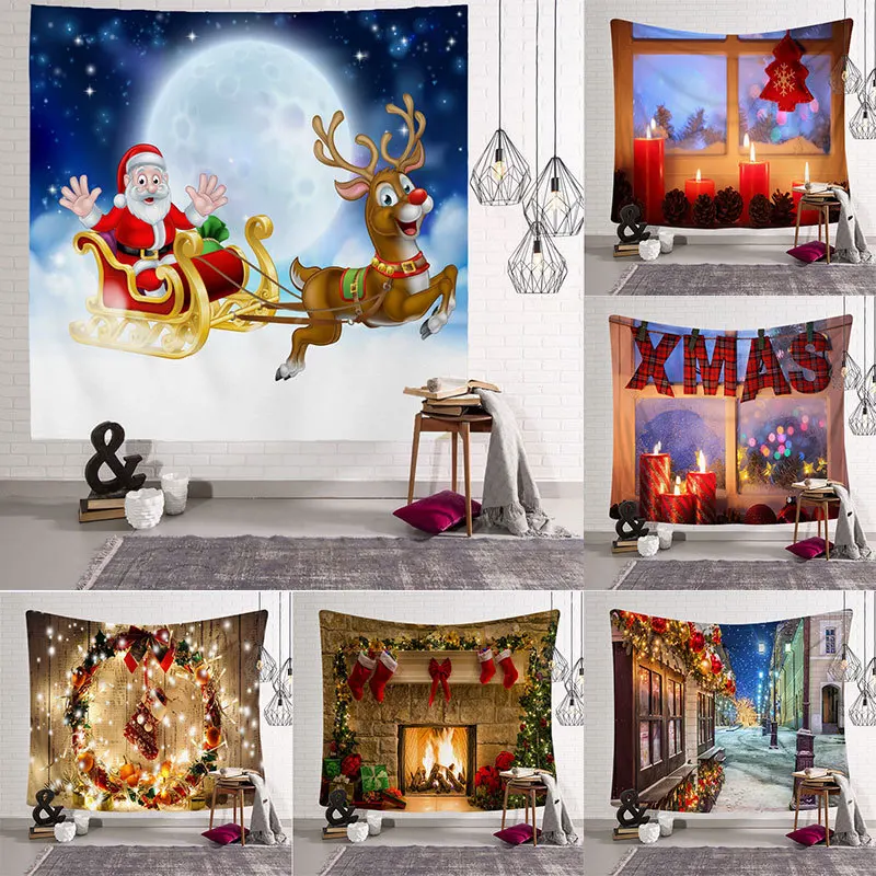 Christmas Element Tapestry Modern Simple Home Wall Decorative Cloth Background Wall Hanging Cloth Christmas Room Art Tapestry