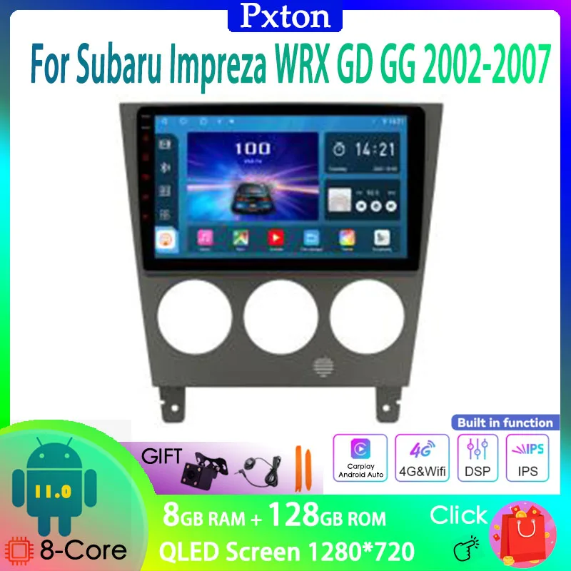 

Мультимедийный проигрыватель для Subaru Impreza WRX GD GG 2002-2007 Carplay Auto 8G + 128G 4G