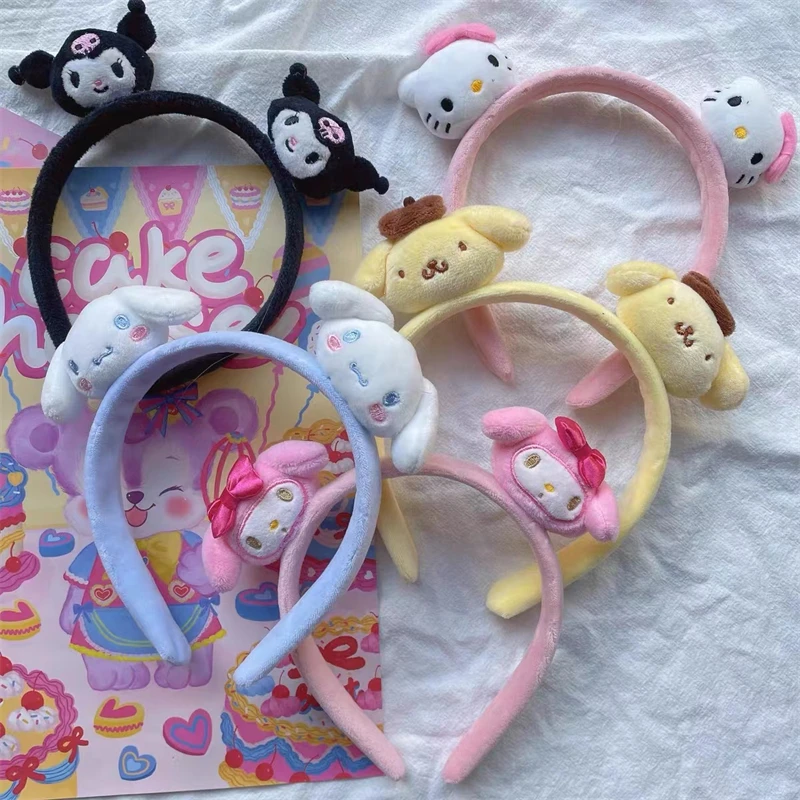 

Милая повязка на голову Sanrioed Kuromi Anime Kittly плюшевая повязка для волос Band Melody Cinnamoroll аксессуары для волос мультяшная мягкая игрушка Подарки для ...