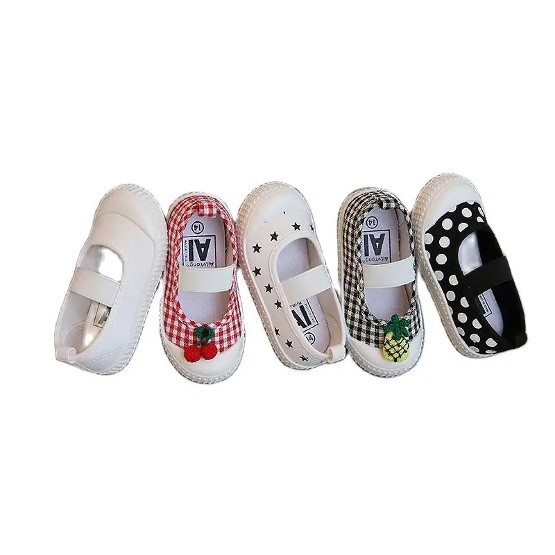 

Spring Girl Square Shoes Children Autumn Polka Dot Checkered Canvas Shoes Baby Boy Cute Toddler Shoes Kindergarten Shoes 2-12 Y