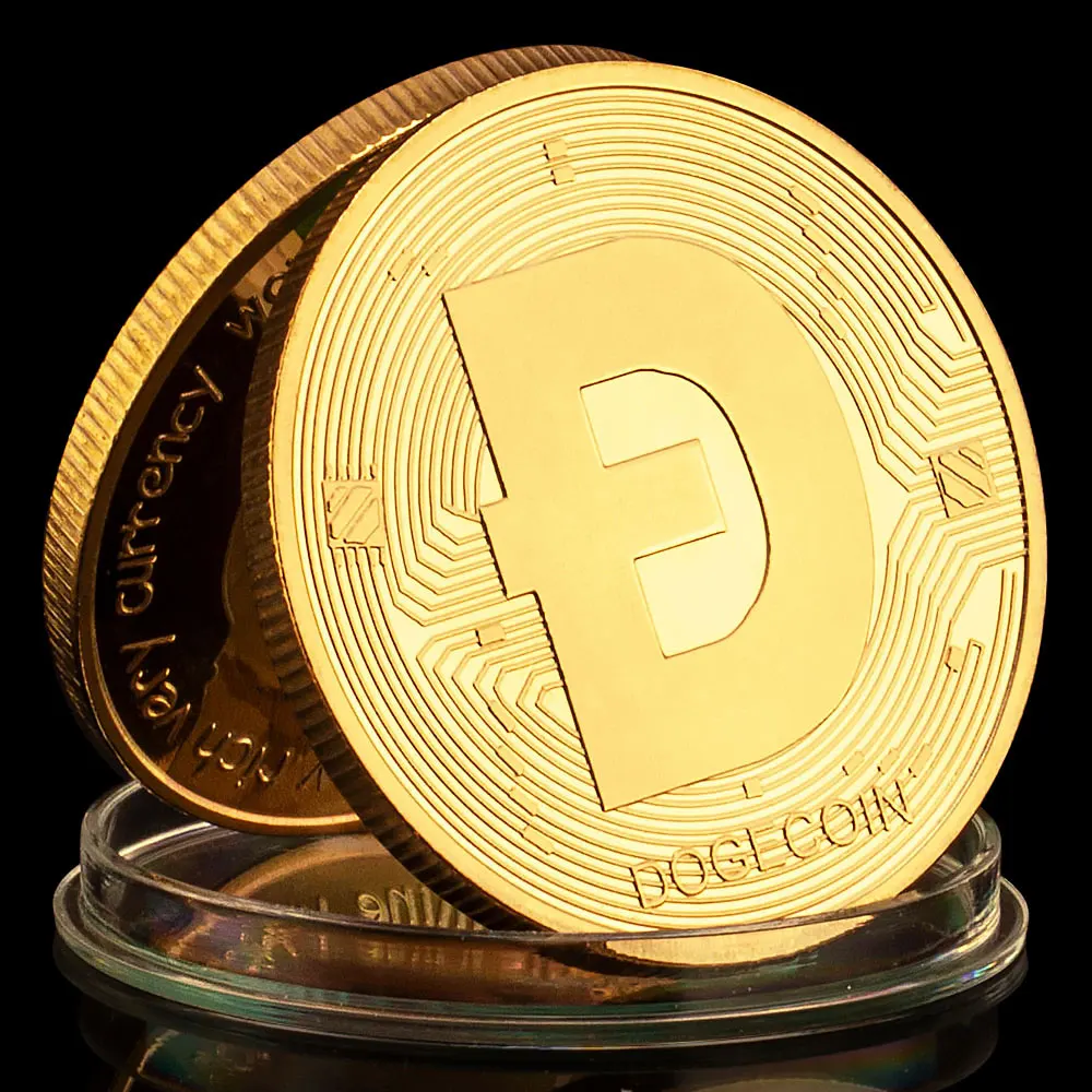 Фото Коллекционная позолоченная сувенирная криптовалюта Dogecoin, монета физической криптовалюты, памятная монета без валюты №2