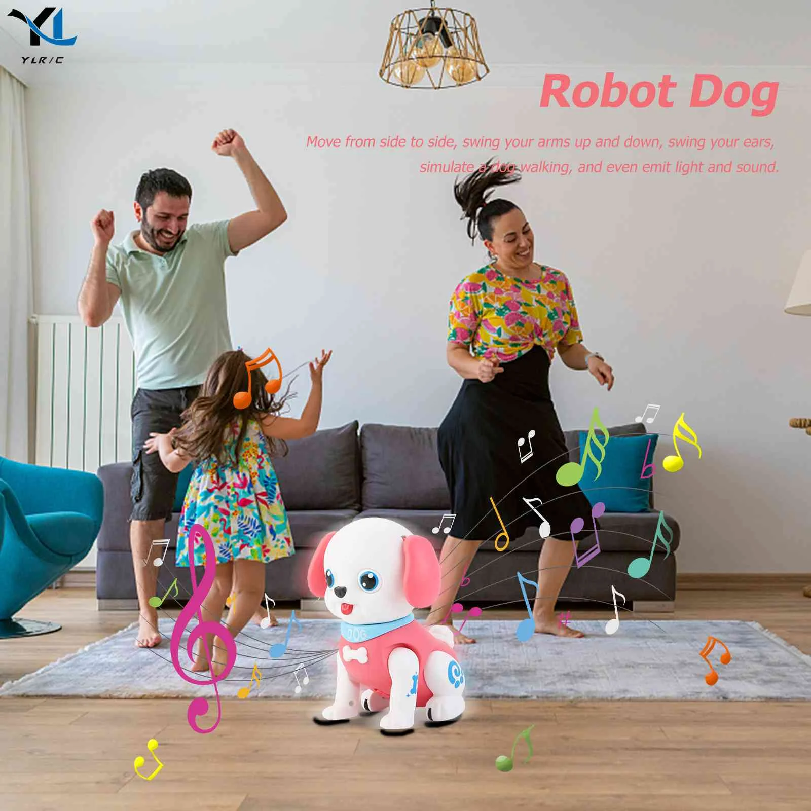 

Plastic Dancing Robot Battery Powered Cute Dog Infant Musical Toys Parent-child Interrecative Dance Animal Doll with Light Music