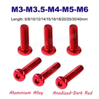 1 10pcs m3 m3 5 m4 m5 m6 round aluminium alloy screws hex socket button head allen bolt mechanical screw dark red length 640mm
