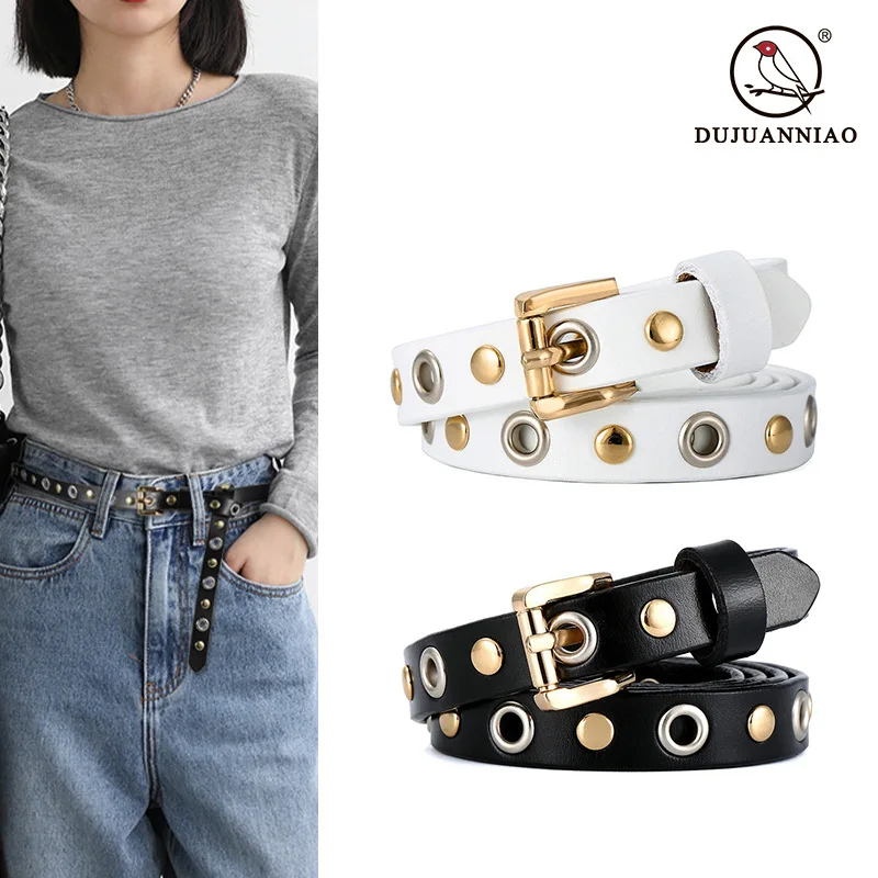 New belt decorative dress small belt fashion simple versatile casual rivet lady belt