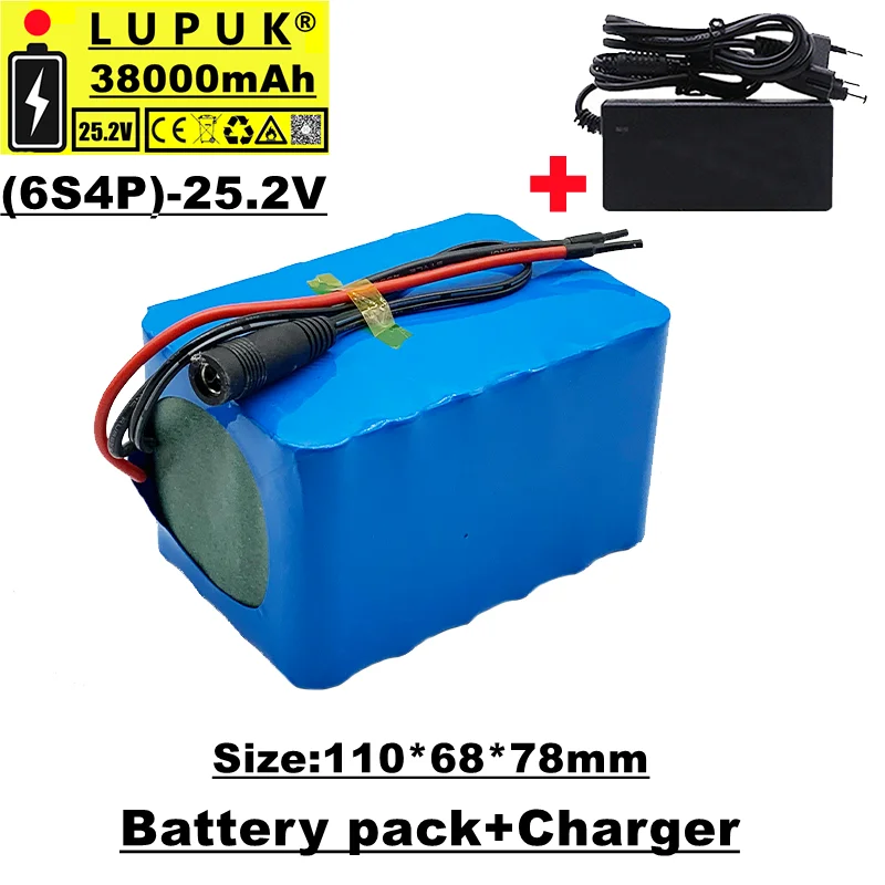 

Lubluetooth-24V комплект литий-ионный батарей, 6s4p 25,2 v 38Ah, для двигателей электрических велосипедов, встроенная защита BMS, продажа с зарядным устройством