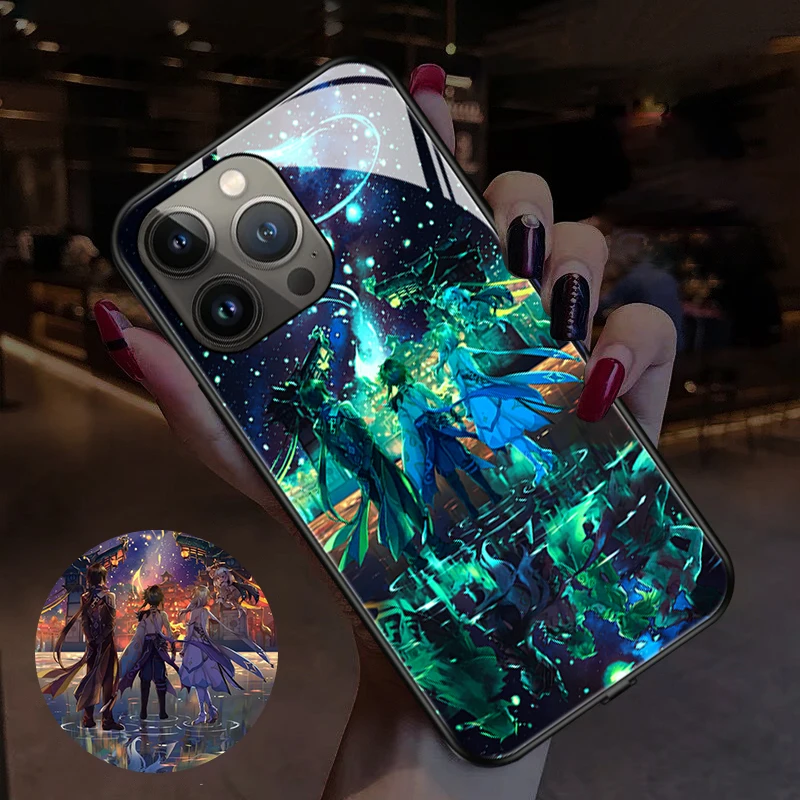 Popular Anime Games LED Light Individual Luminous Mobile Phone Case Protective Cover For Iphone 12 Pro ProMax Mini Shells